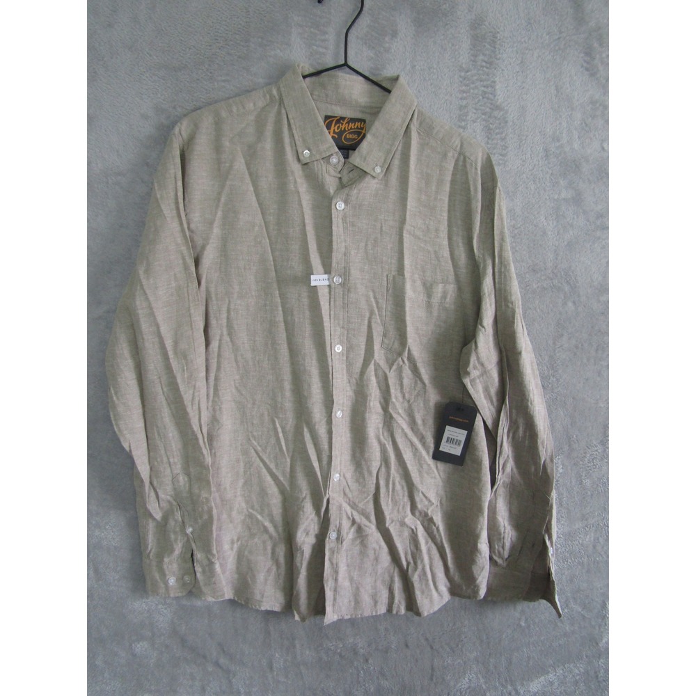 Johnny Bigg Men's‎ Biscuit Linen Blend Long Sleeve Button Down Shirt XL
